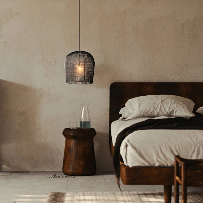 Suspension en rotin de Style Wabi-sabi - vue 4 sur 16
