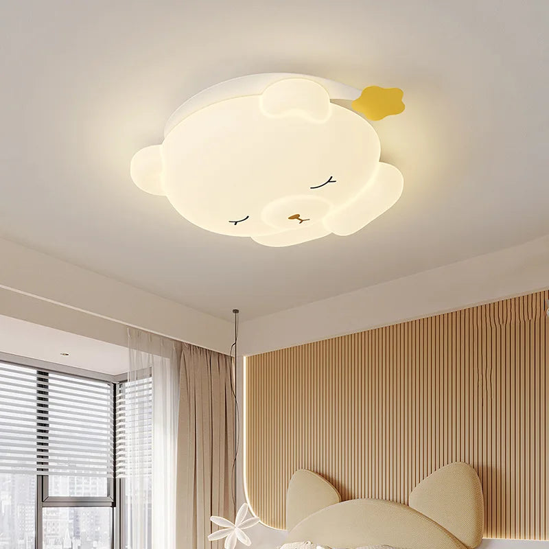 Mignon bonnet de nuit ours lampe chambre d'enfants plafonniers romantique chaud chambre de bébé garçon fille chambre plafonniers dessin animé chambre décor - vue 3 sur 9