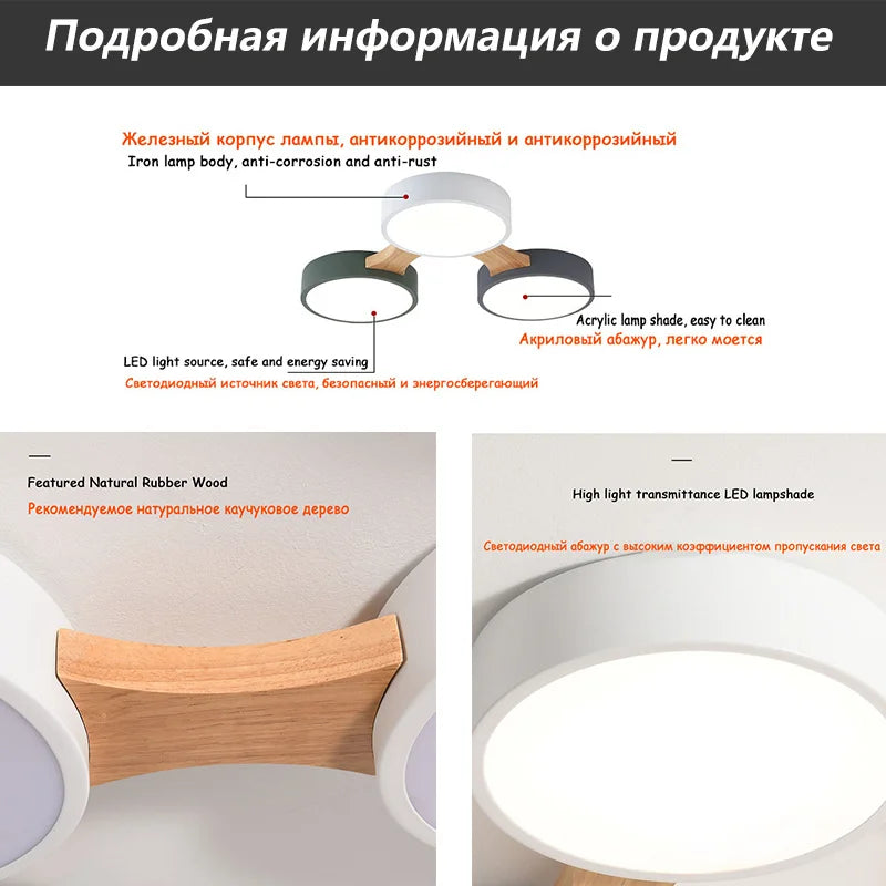 plafonnier moderne en bois avec éclairage led intérieur - vue 5 sur 36