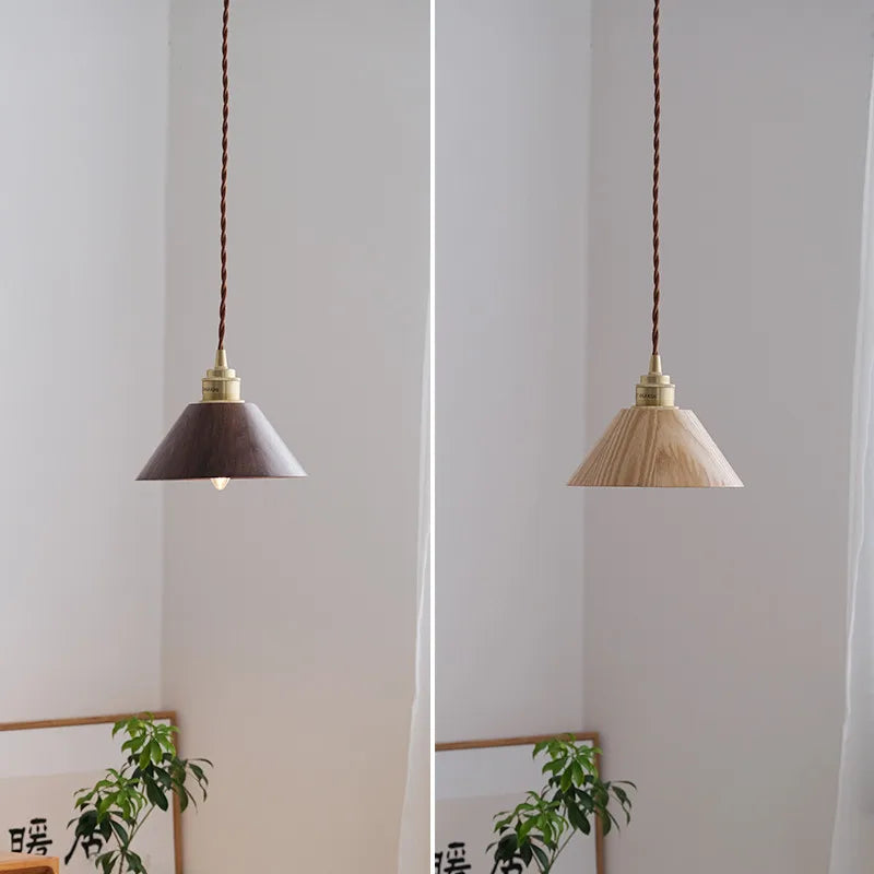 suspension led en bois moderne design nordique loft - vue 3 sur 8