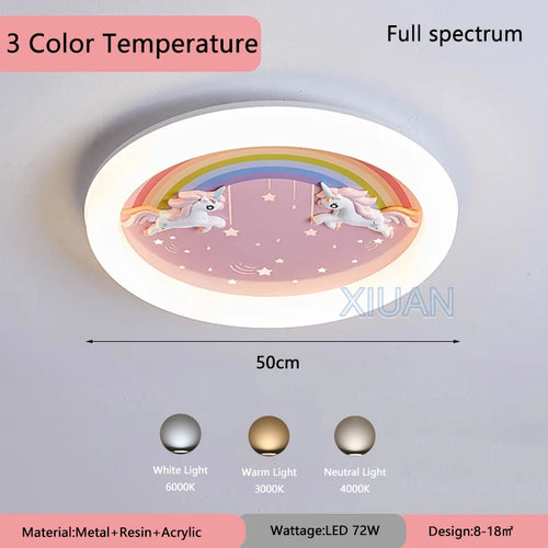 lustre nuage arc-en-ciel avec cheval pour chambre d'enfant - vue 9 sur 10