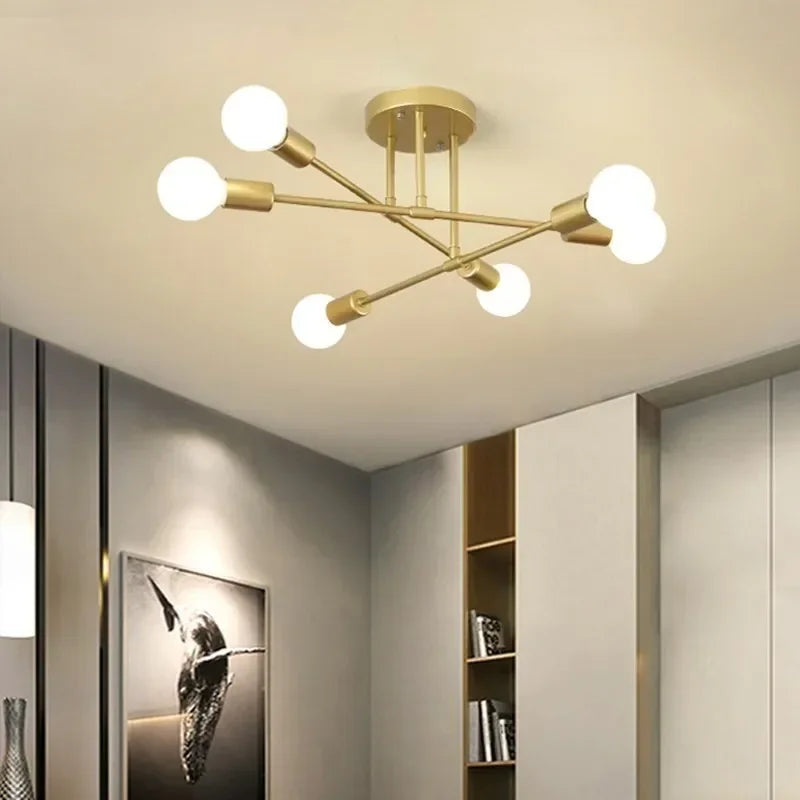 lustre led moderne semi-noir blanc or intérieur salon manger chambre - vue 5 sur 16