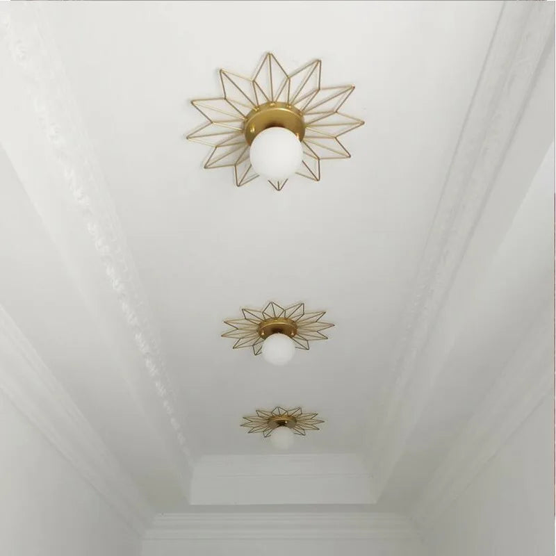 Plafonniers dorés de luxe en forme de feuille de Lotus - vue 5 sur 15
