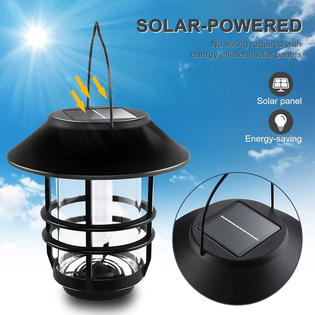 lanterne solaire sans fil étanche à suspendre pour jardin - vue 5 sur 7