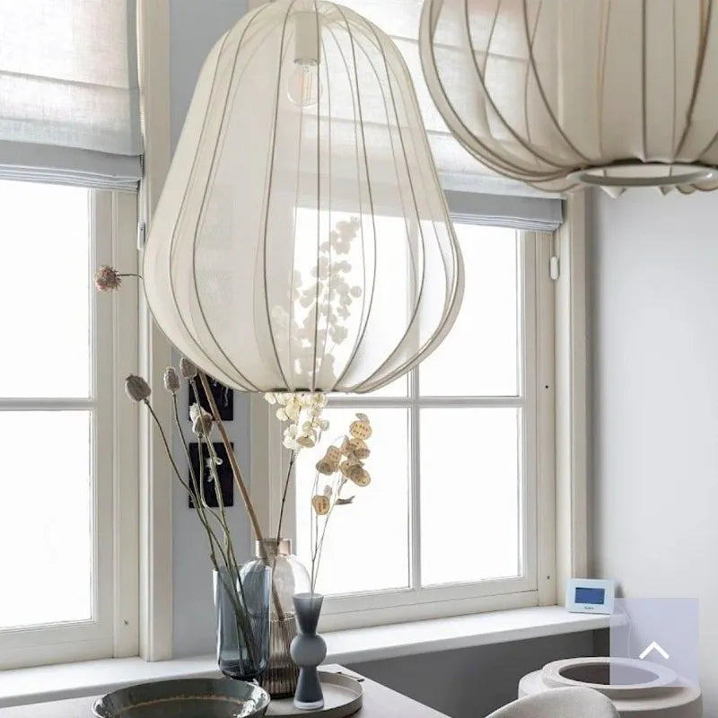 Nordique créatif lustre lanterne moderne ballon suspension salon chambre escalier allée Restaurant tissu lampe - vue 4 sur 12