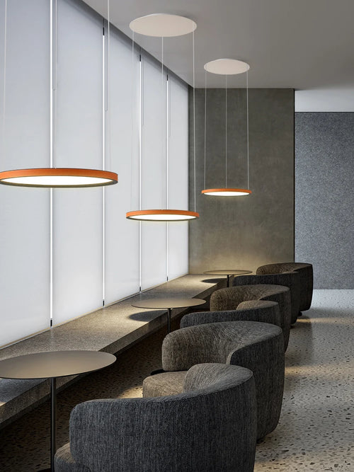 Nordic Modern Minimalist Restaurant Bar, Living Room, Bedroom, Ring Chandelier, Artistic Personality, Real Leather Chandelier - vue 6 sur 10