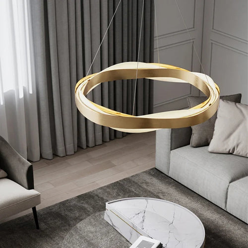 Lustres de cercle noir d'or de luxe décoration de la maison suspension pour salon Restaurant Hall lampes suspendues de plafond en acrylique - vue 3 sur 12