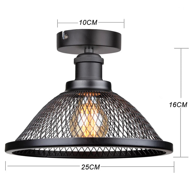 suspension Vintage rétro noir fer Net-Cage cuisine E27 LED pour chambre salon Restaurant - vue 12 sur 13