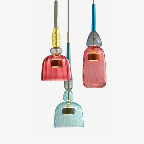 Suspension design à LED en verre coloré Illumy - vue 2 sur 12