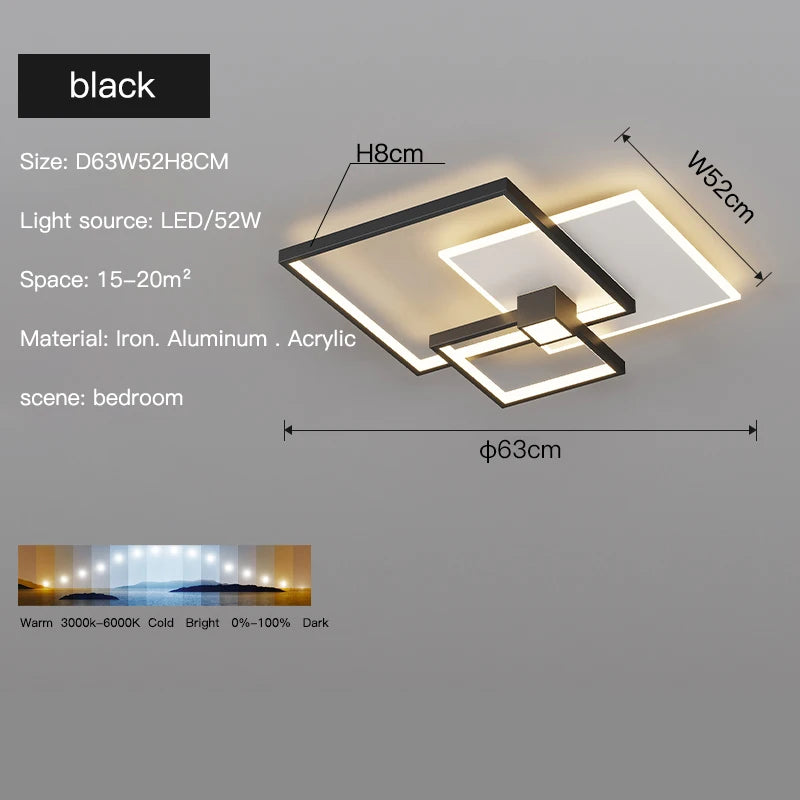 plafonnier led moderne design rectangulaire minimaliste lumineux - vue 11 sur 12