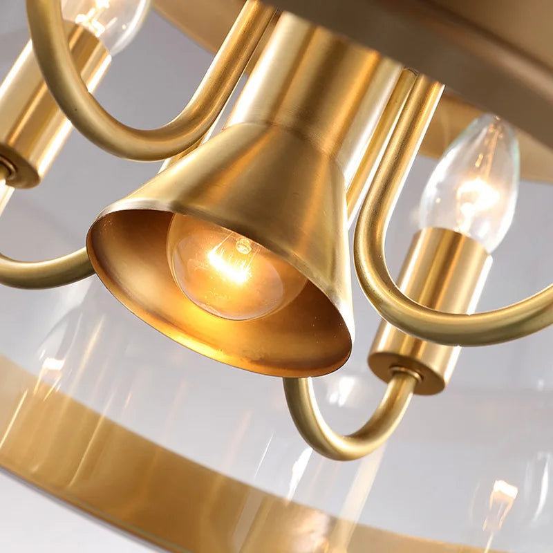 Lustre moderne cuivre style européen verre doré luxe intérieur suspension pour salle à manger salon hôtel allée - vue 6 sur 7