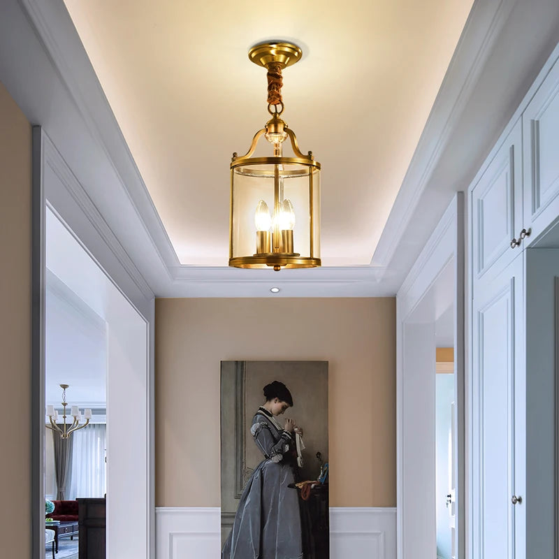Lustre moderne cuivre style européen verre doré luxe intérieur suspension pour salle à manger salon hôtel allée - vue 4 sur 7
