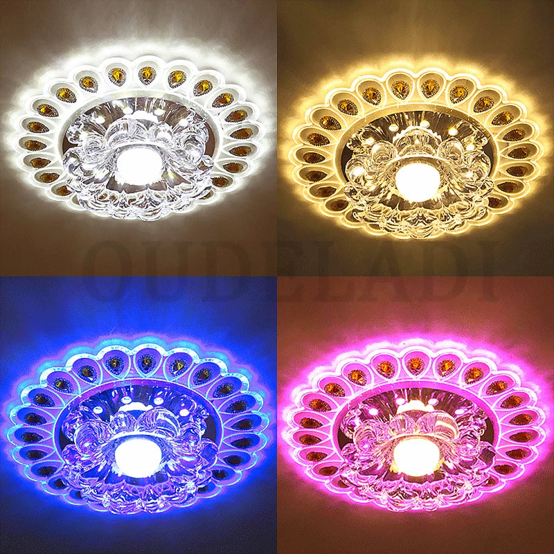 Moderne Cristal Verre LED Plafonnier Spot Couloir Couloir Allée Porche Plafond Encastré Décor À La Maison Luminaire - vue 4 sur 11