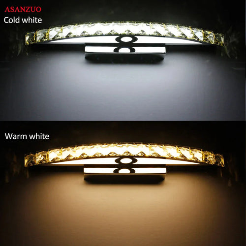 applique murale salle de bain LED miroir lumière en acier inoxydable cristal maquillage salle de bain lumières 44 cm/54 cm - vue 4 sur 10