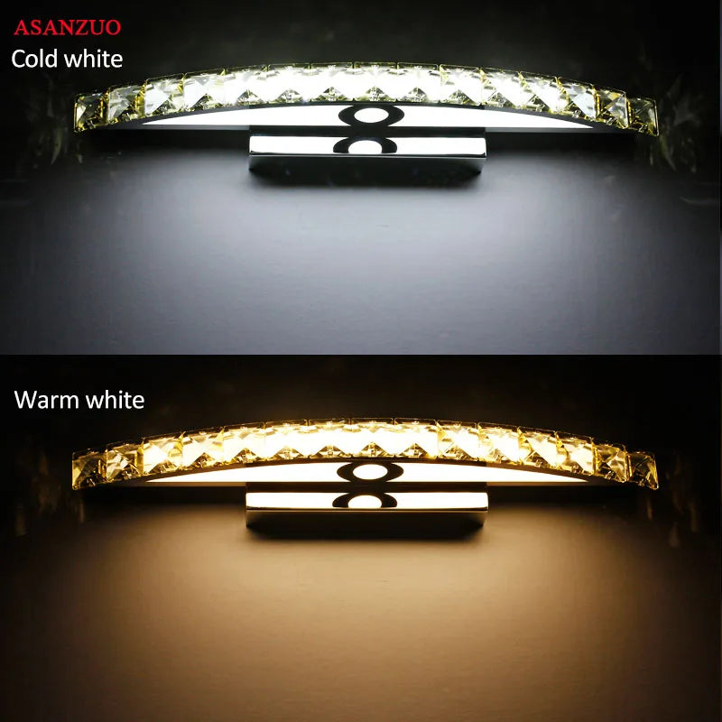 applique murale salle de bain LED miroir lumière en acier inoxydable cristal maquillage salle de bain lumières 44 cm/54 cm - vue 4 sur 10