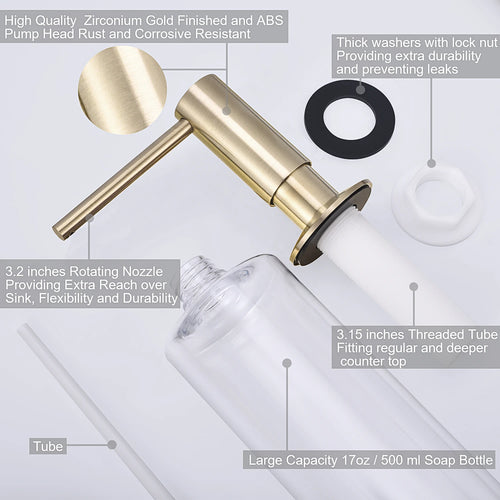 distributeur de savon liquide avec pompe en laiton pour cuisine - vue 10 sur 10