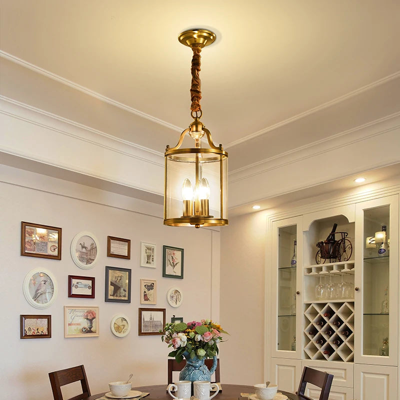 Lustre moderne cuivre style européen verre doré luxe intérieur suspension pour salle à manger salon hôtel allée - vue 3 sur 7