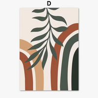 affiche abstraite feuilles soleil style boho pour décoration murale