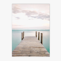 affiche de lever de soleil plage et vagues décoration murale moderne