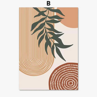 affiches abstraites boho avec feuilles soleil pour décoration murale