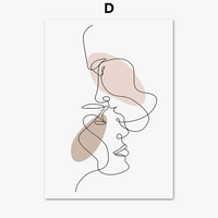 affiches abstraites de couples en baiser et art minimaliste