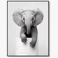 affiches d'art noir et blanc avec animaux mignons décoration murale