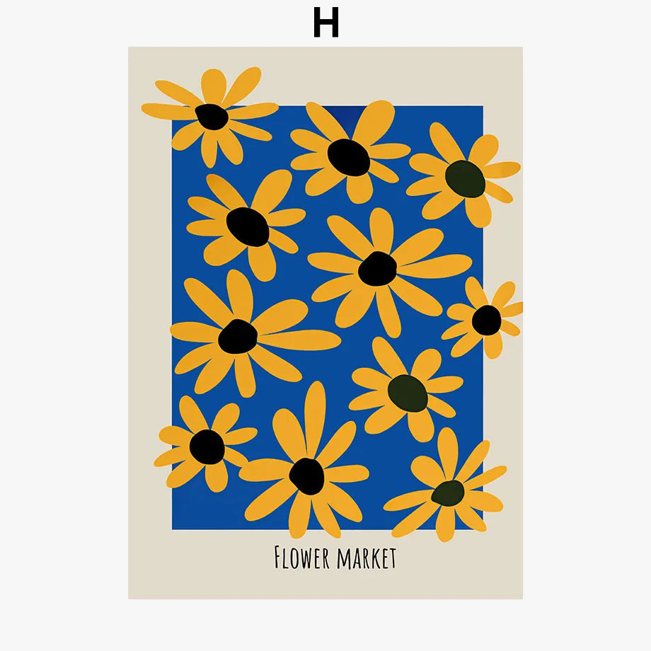 affiches murales abstraites fleurs pour décoration intérieure