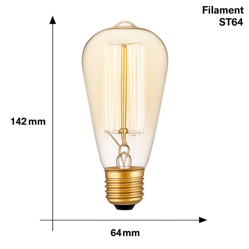 Ampoule conique à incandescence filament vintage 40W Edison - vue 4 sur 3
