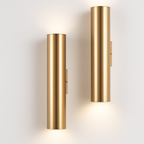 Applique design tube cylindrique doré à LED - vue 2 sur 7