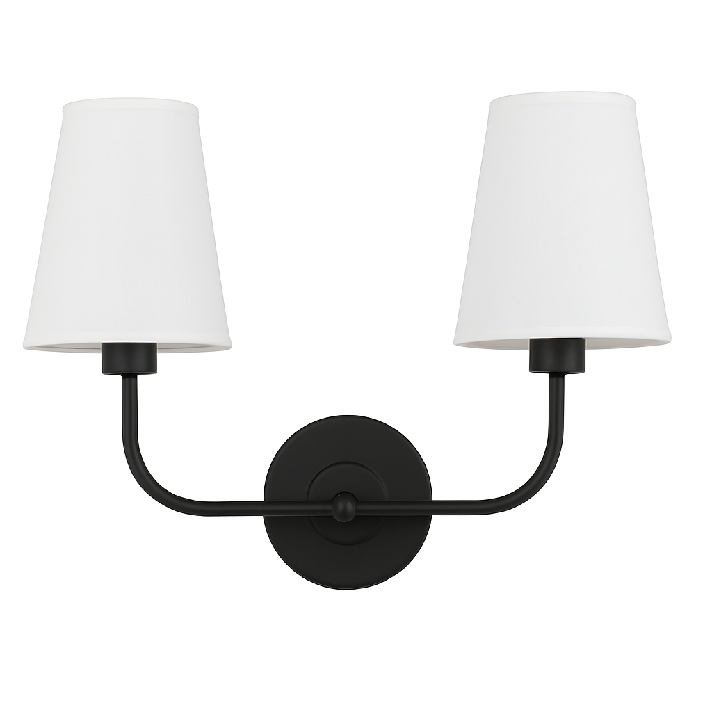 applique double vintage avec entonnoir évasé et abat-jour en lin - vue 3 sur 8