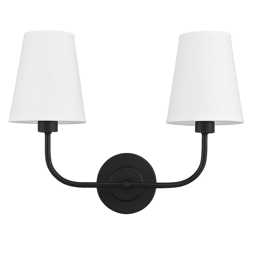 applique double vintage avec entonnoir évasé et abat-jour en lin