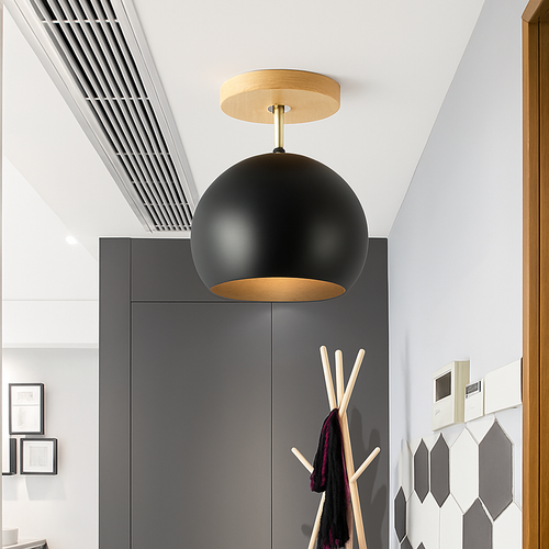 Applique LED en bois et boule en métal de couleur ajustable - vue 3 sur 9