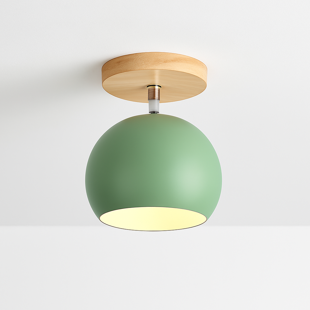 Applique LED en bois et boule en métal de couleur ajustable - vue 6 sur 9