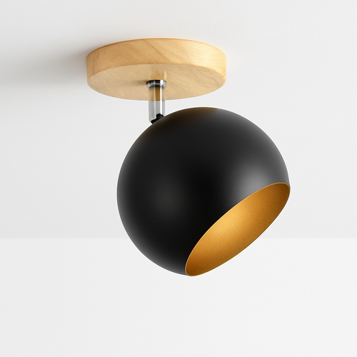 Applique LED en bois et boule en métal de couleur ajustable - vue 8 sur 9