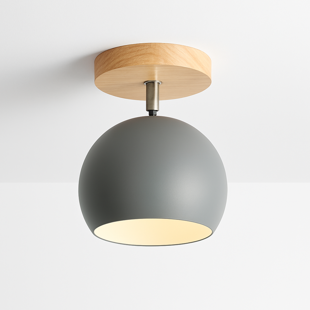 Applique LED en bois et boule en métal de couleur ajustable - vue 8 sur 9