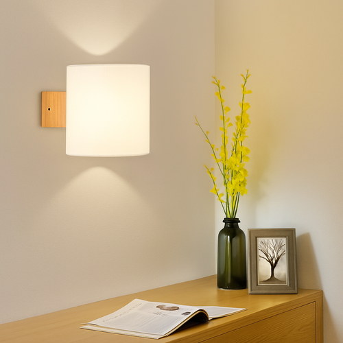 Applique murale bois verre LED nordique chevet maison intérieur - vue 3 sur 20