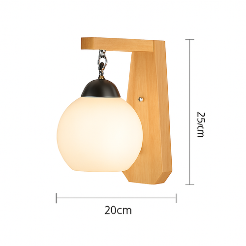 Applique murale bois verre LED nordique chevet maison intérieur - vue 12 sur 20