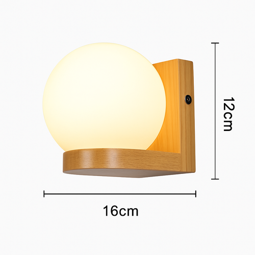Applique murale bois verre LED nordique chevet maison intérieur - vue 13 sur 20