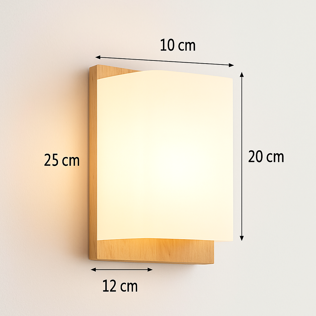 Applique murale bois verre LED nordique chevet maison intérieur - vue 13 sur 20