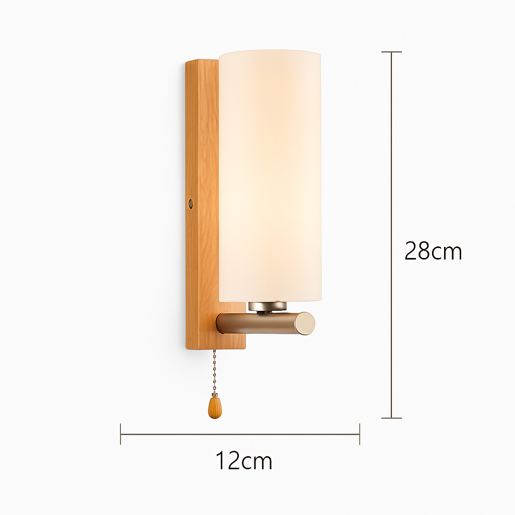 Applique murale bois verre LED nordique chevet maison intérieur - vue 16 sur 20