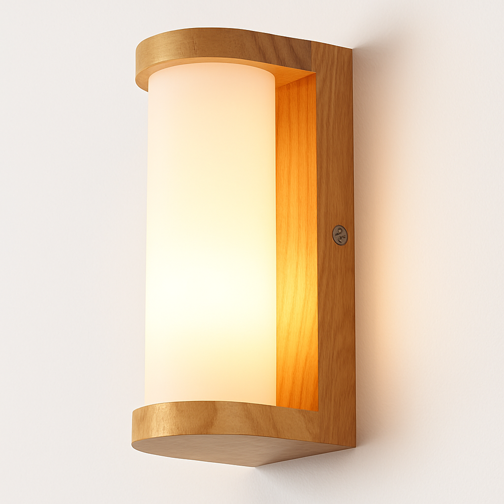 Applique murale bois verre LED nordique chevet maison intérieur - vue 5 sur 20
