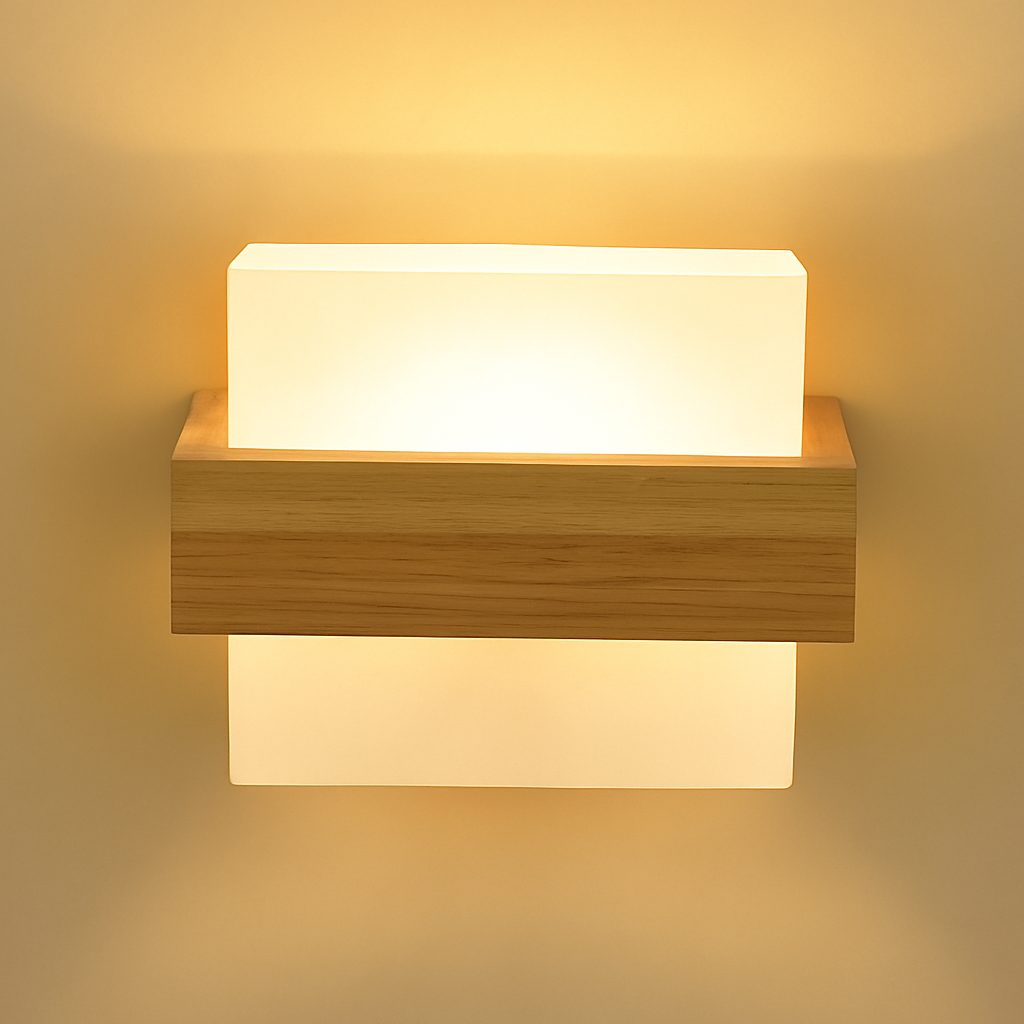 Applique murale bois verre LED nordique chevet maison intérieur - vue 6 sur 20