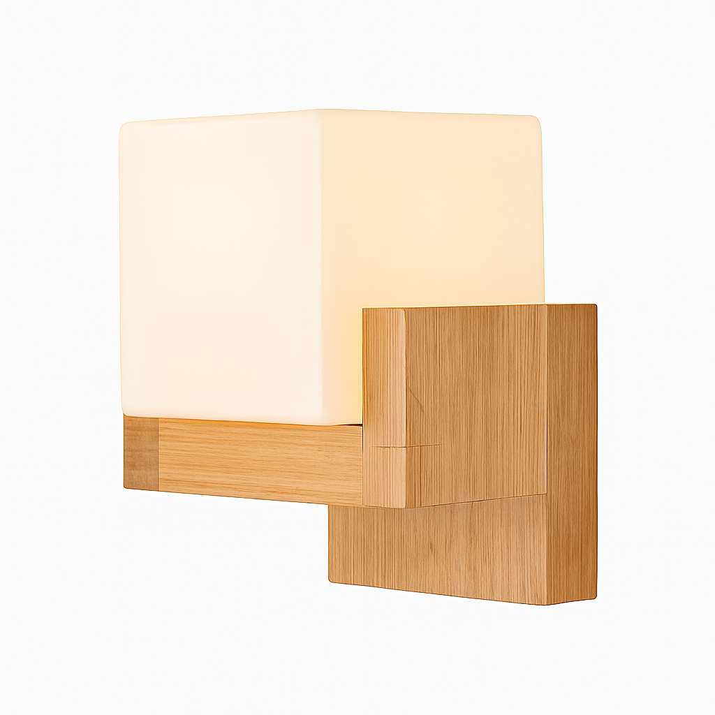 Applique murale bois verre LED nordique chevet maison intérieur - vue 7 sur 20