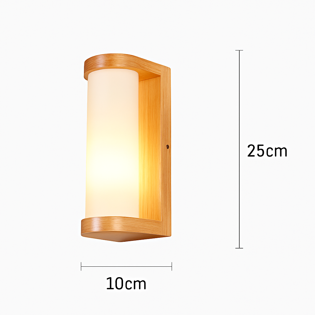 Applique murale bois verre LED nordique chevet maison intérieur - vue 10 sur 20