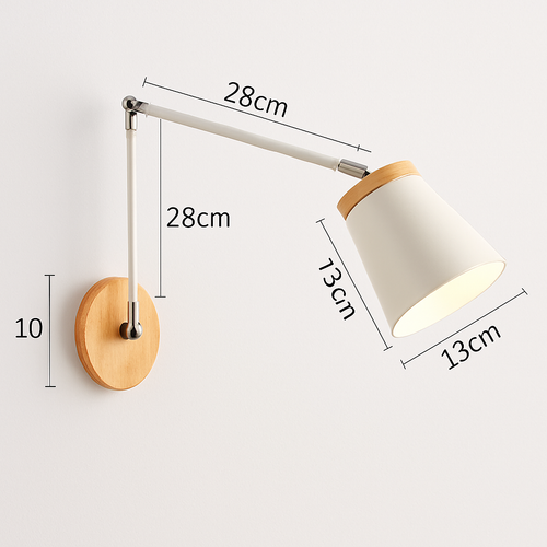 Applique murale bras articulé à LED en métal et bois