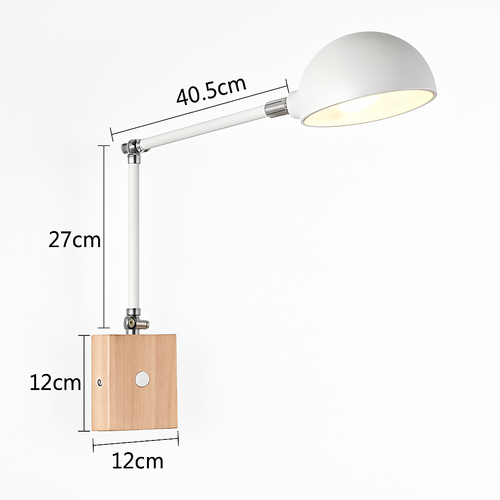Applique murale bras articulé à LED en métal et bois - vue 4 sur 16