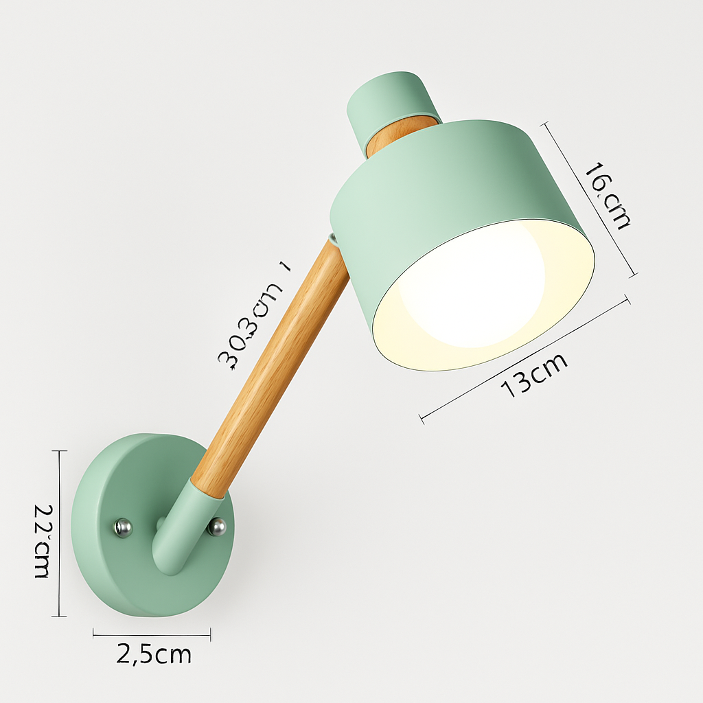 Applique murale bras articulé à LED en métal et bois - vue 4 sur 16
