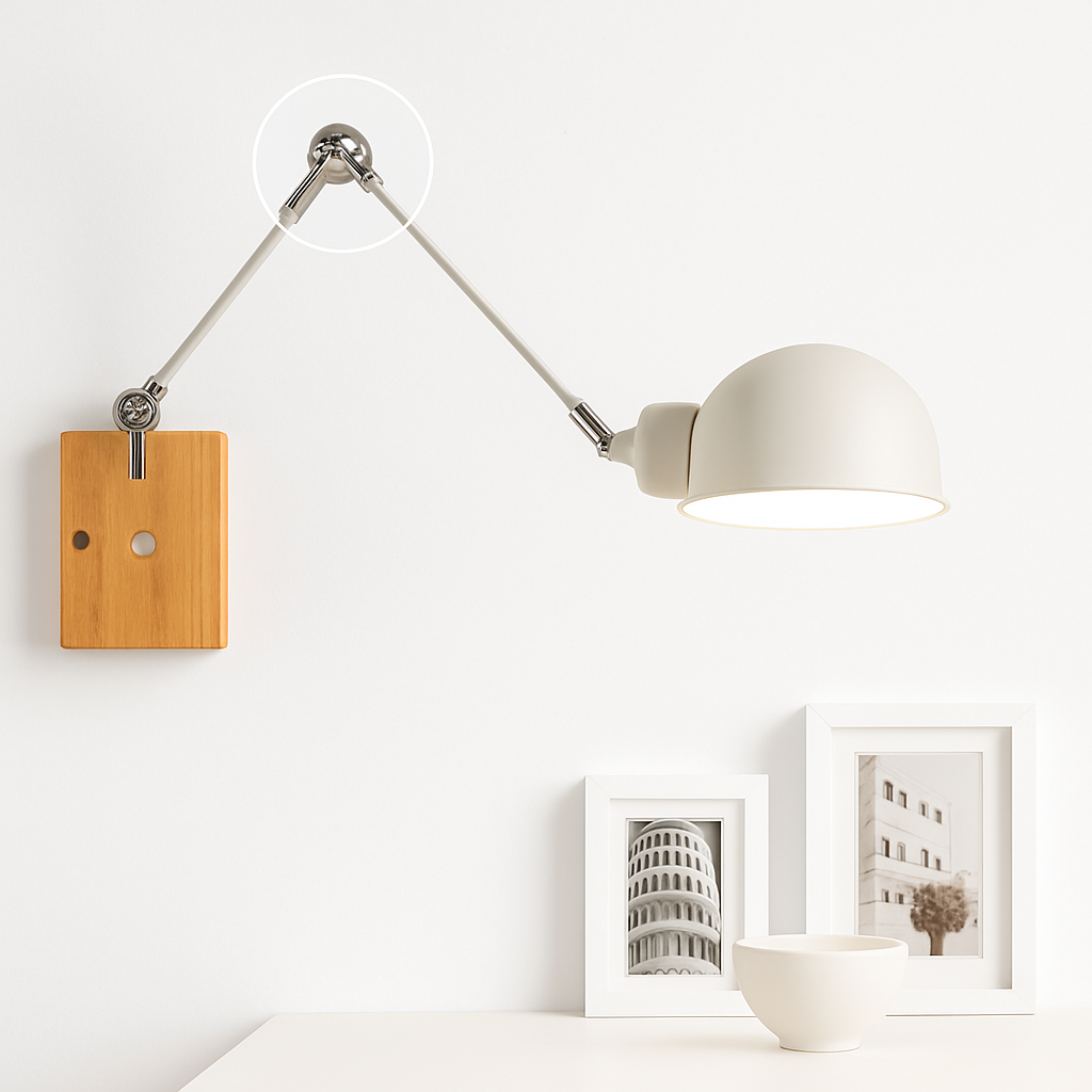 Applique murale bras articulé à LED en métal et bois - vue 5 sur 16