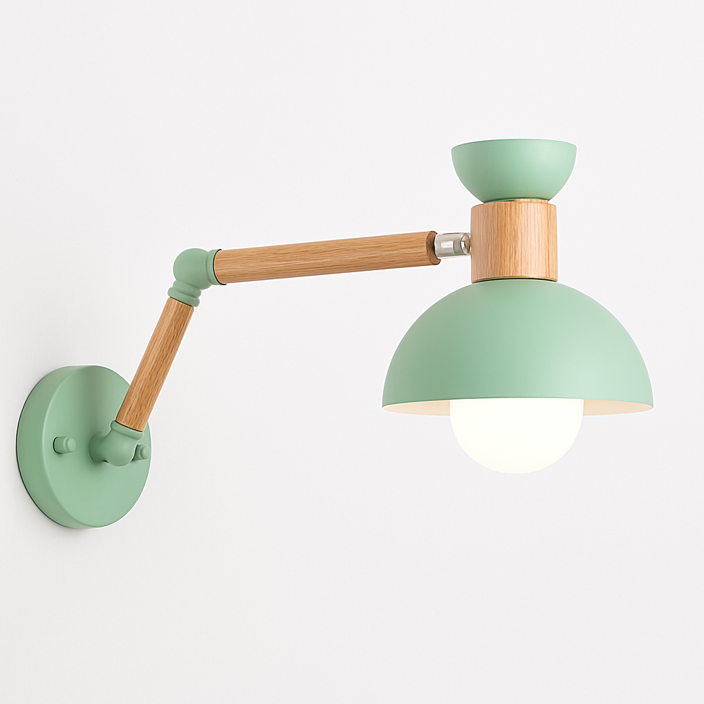 Applique murale bras articulé à LED en métal et bois - vue 7 sur 16
