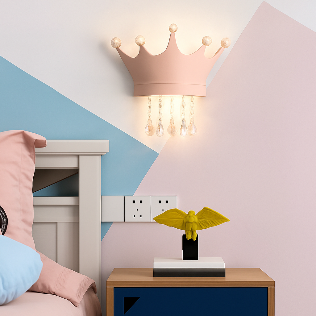 applique murale couronne créative en résine et cristal pour enfants - vue 2 sur 12